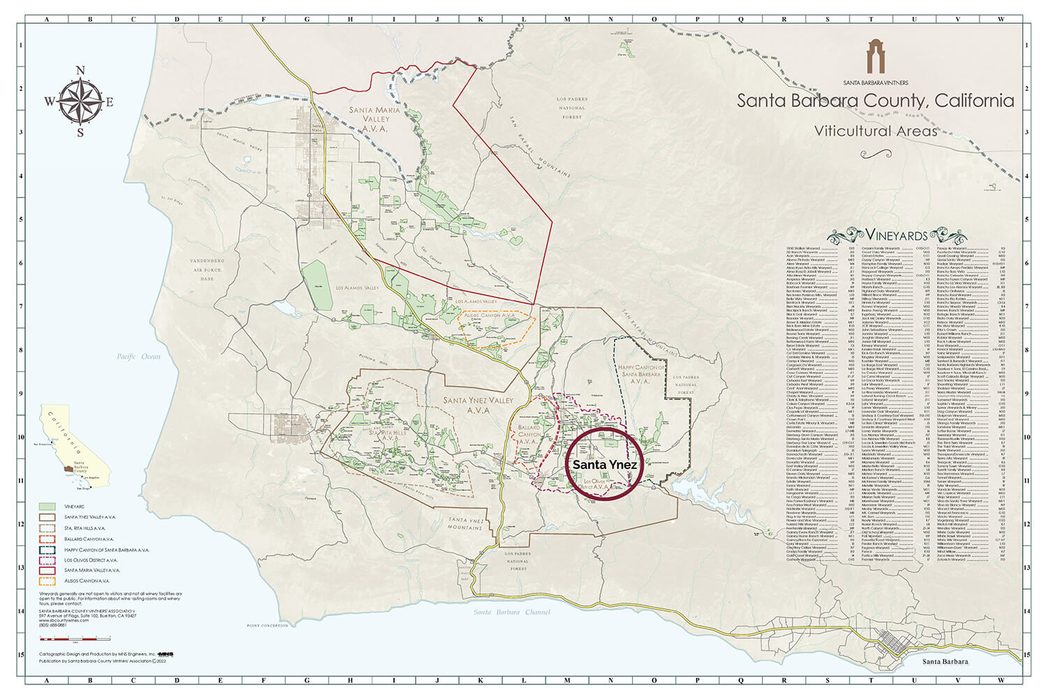 SBCVA Highlighted Map Santa Ynez