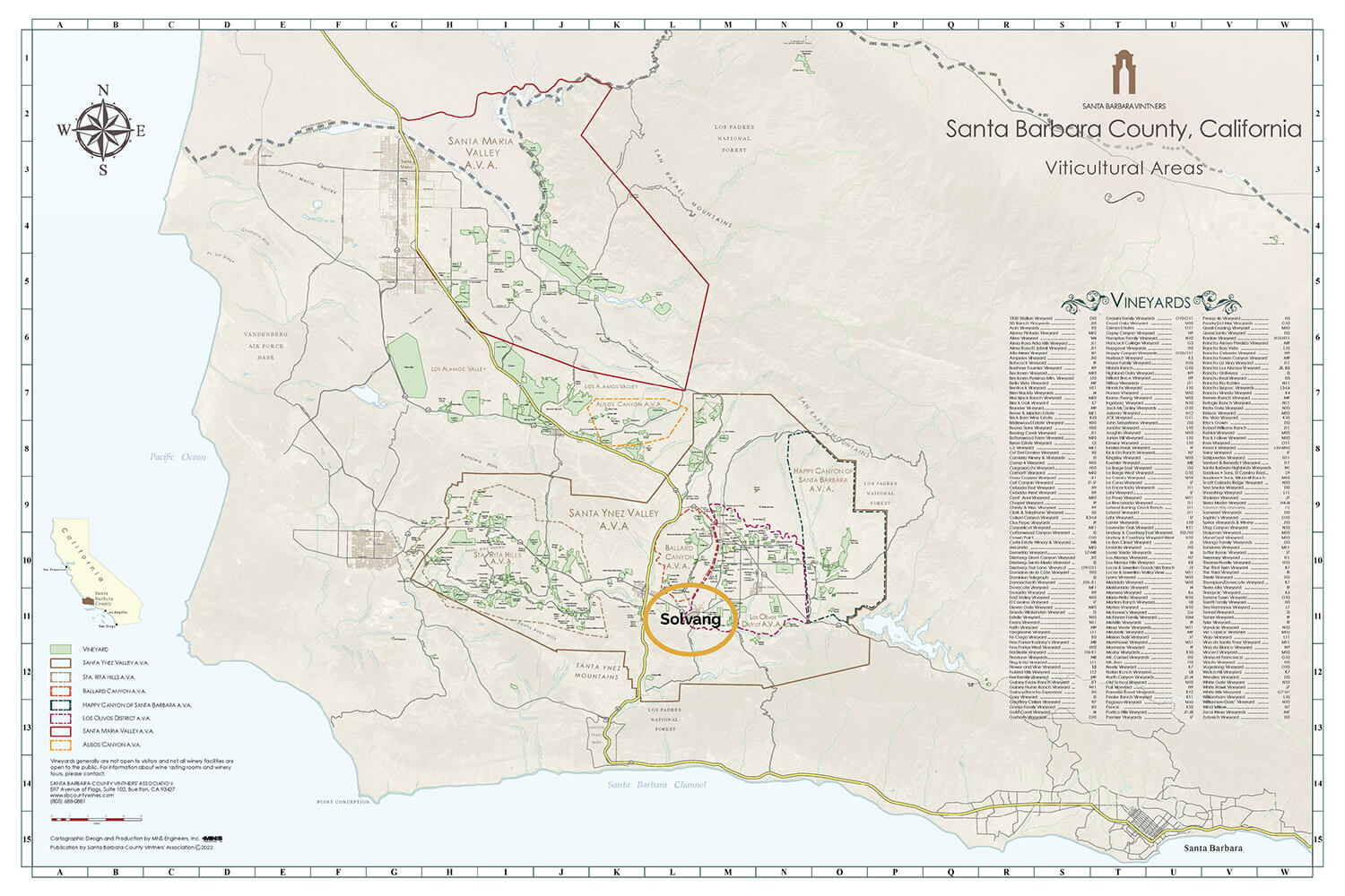 SBCVA Highlighted Map Solvang