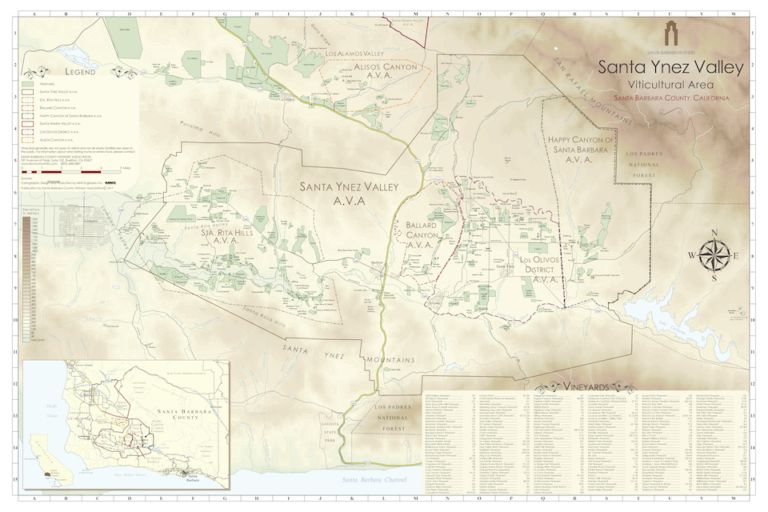 Santa Ynez Valley AVA Map Santa Barbara County Vintners
