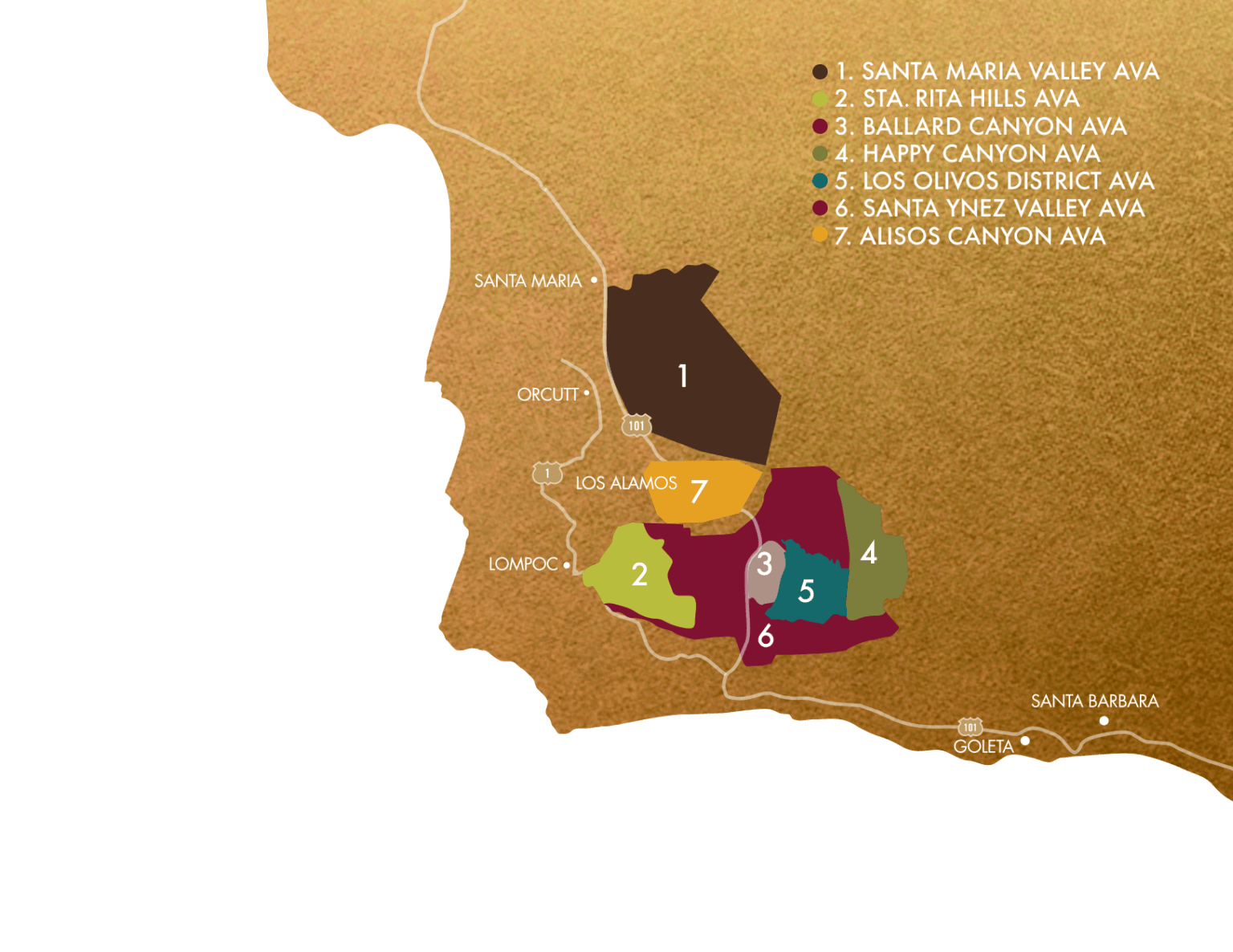 Map of Wine Growing Areas of Santa Barbara County
